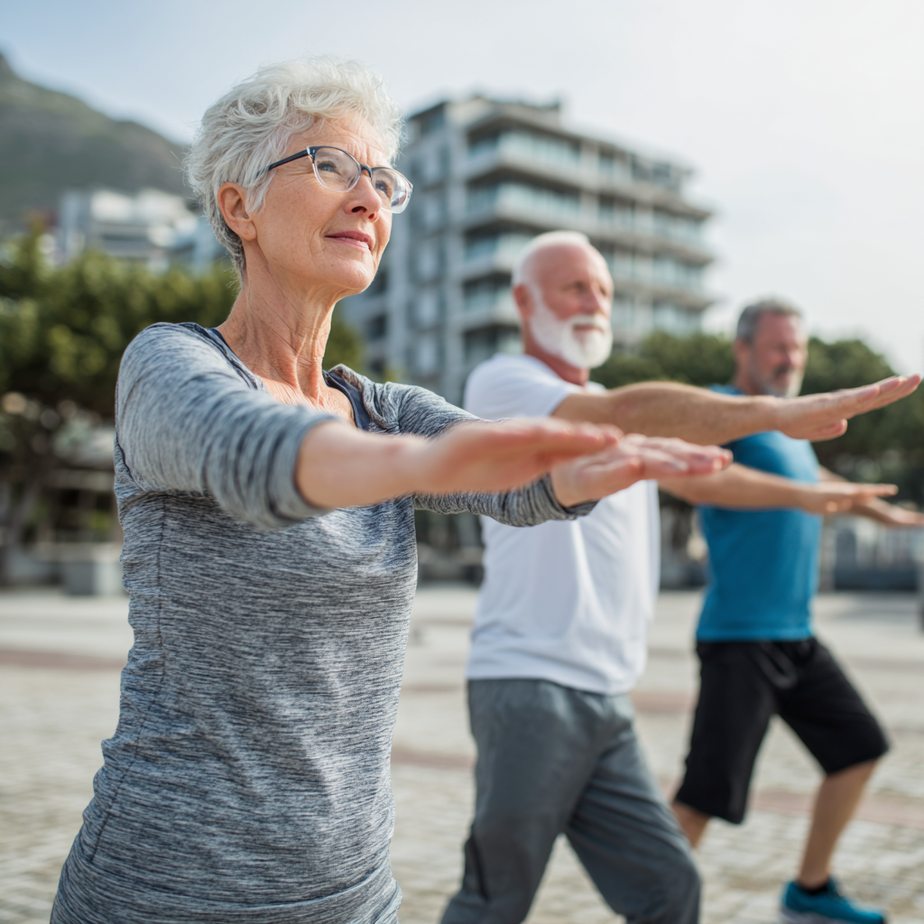 Grupo de personas entrenando con energía y determinación